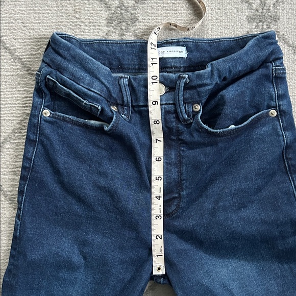 Good American Dark Blue Ankle Slim Jeans Raw Hem - Picture 9 of 10